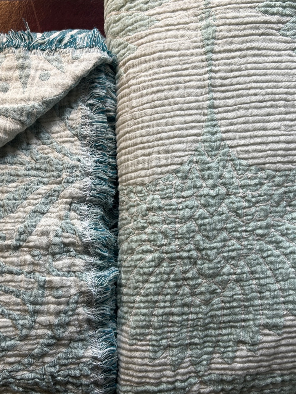 Luxury Jacquard Woven Blanket Swedish Blue Green Luxury Cotton 55 x 77 NEW! - Picture 12 of 16